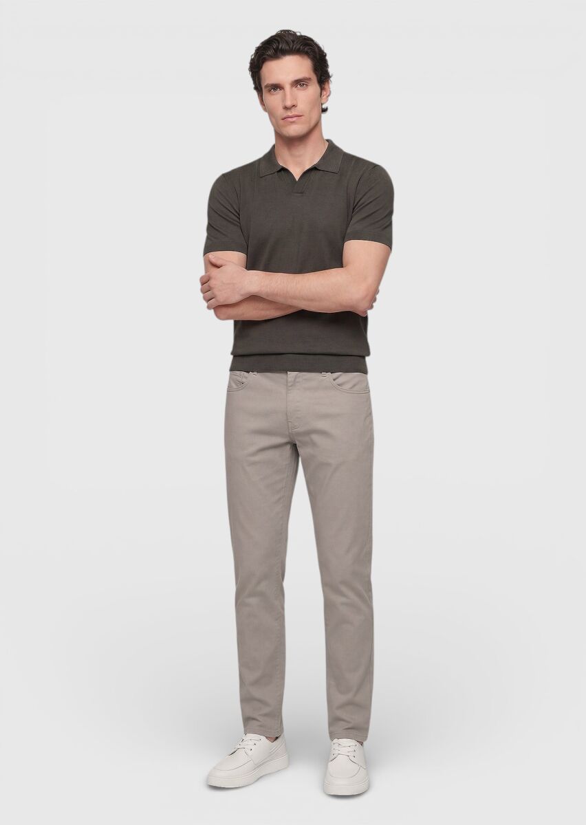 Vizon Düz Dokuma Slim Fit Casual Pamuk Karışımlı Pantolon - 3