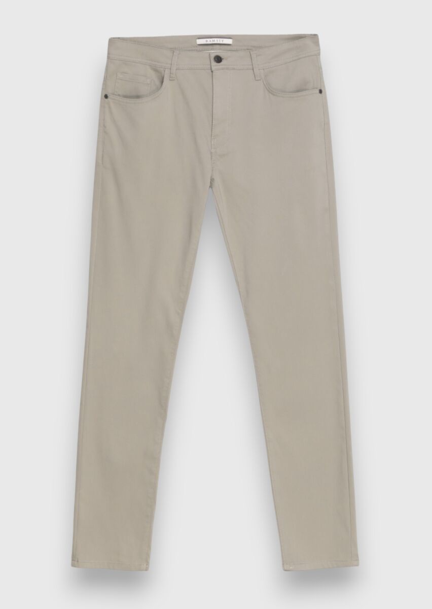 Vizon Düz Dokuma Slim Fit Casual Pamuk Karışımlı Pantolon - 5