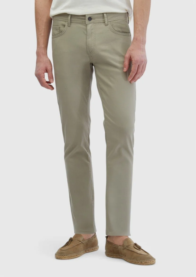 Vizon Düz Dokuma Slim Fit Casual Pamuk Karışımlı Pantolon 