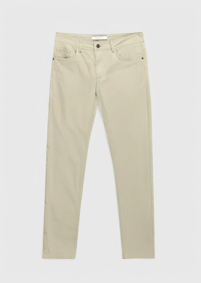 Vizon Düz Dokuma Slim Fit Casual Pamuk Karışımlı Pantolon - 6
