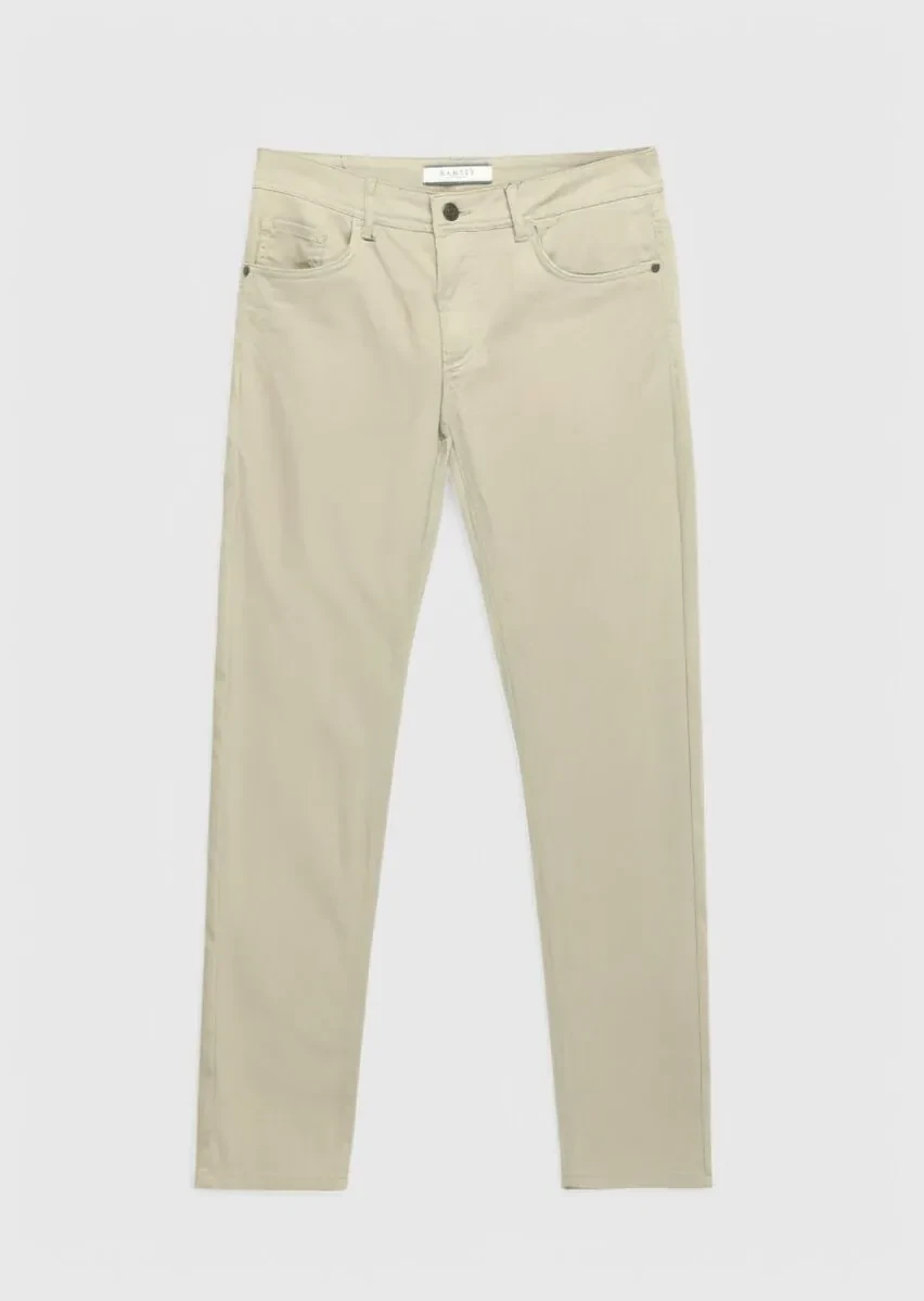 Vizon Düz Dokuma Slim Fit Casual Pamuk Karışımlı Pantolon - 6