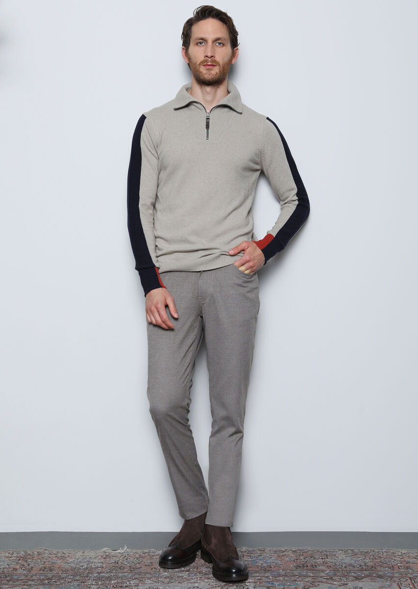 Vizon Düz Dokuma Slim Fit Casual Pantolon - 1