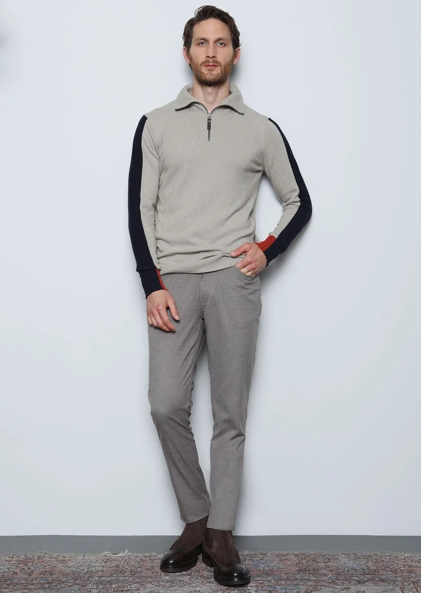 Vizon Düz Dokuma Slim Fit Casual Pantolon - 1