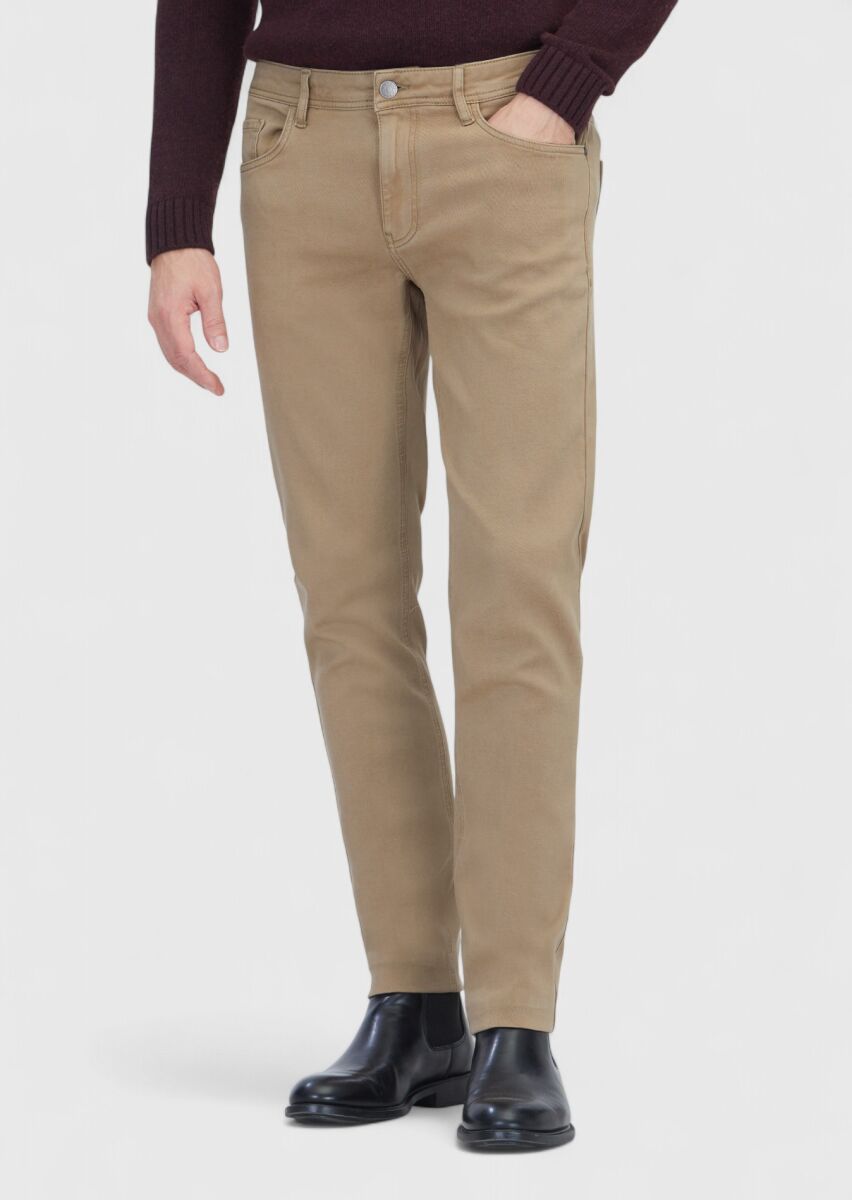 Vizon Düz Örme Slim Fit Casual Pamuk Karışımlı Pantolon - 2