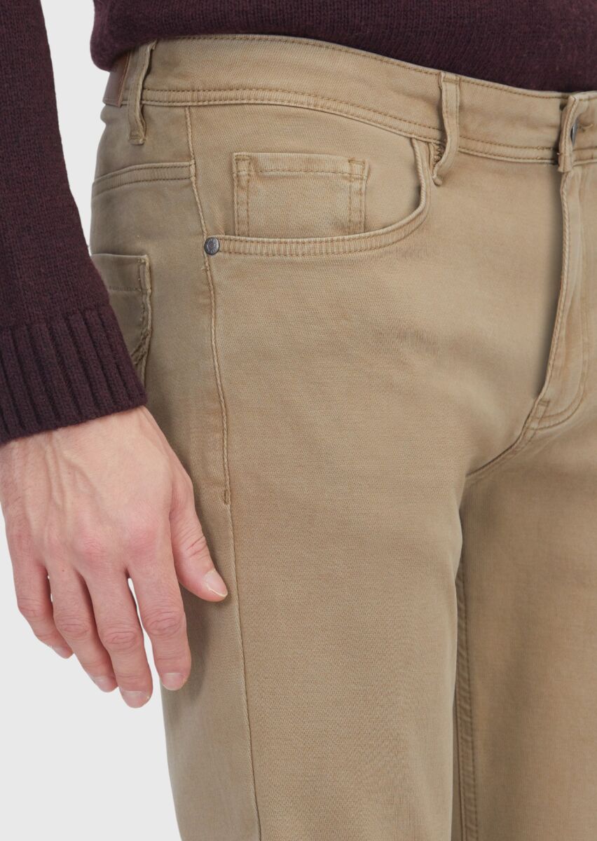 Vizon Düz Örme Slim Fit Casual Pamuk Karışımlı Pantolon - 3