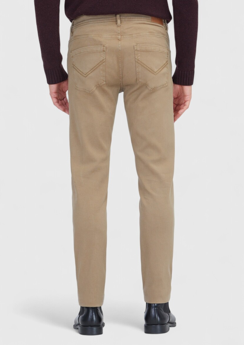 Vizon Düz Örme Slim Fit Casual Pamuk Karışımlı Pantolon - 5