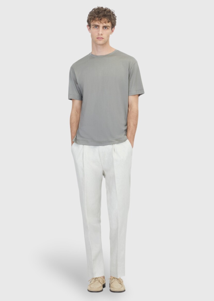 Vizon Düz Pamuk Karışımlı T-Shirt - 2