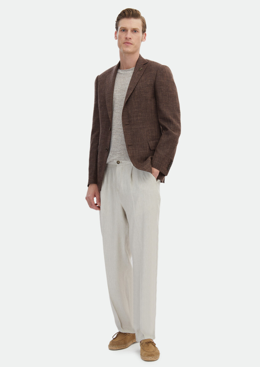 Vizon Düz Regular Fit İpek Karışımlı Ceket 