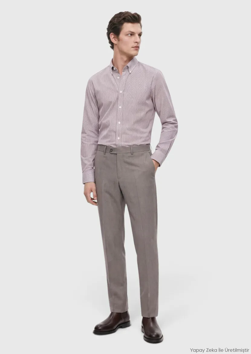 Vizon Düz Regular Fit Klasik %100 Yün Pantolon 