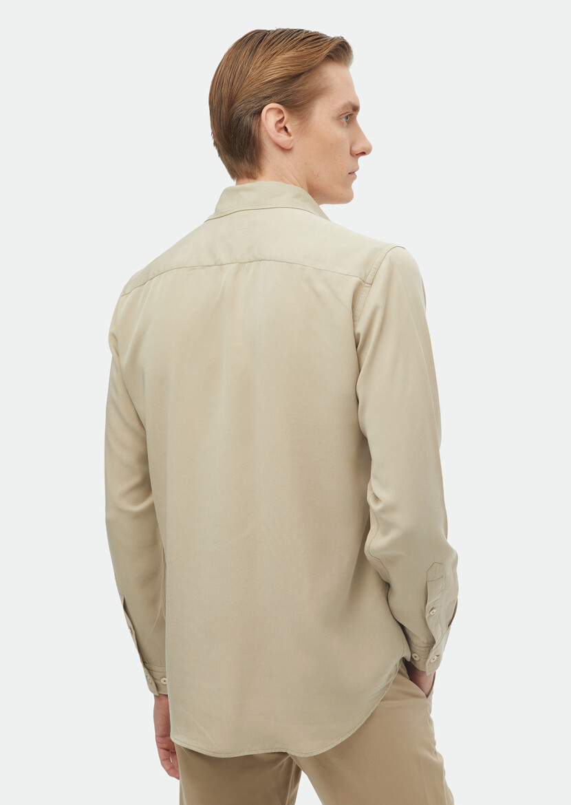 Vizon Düz Regular Fit Uzun Dokuma Casual Gömlek - 4