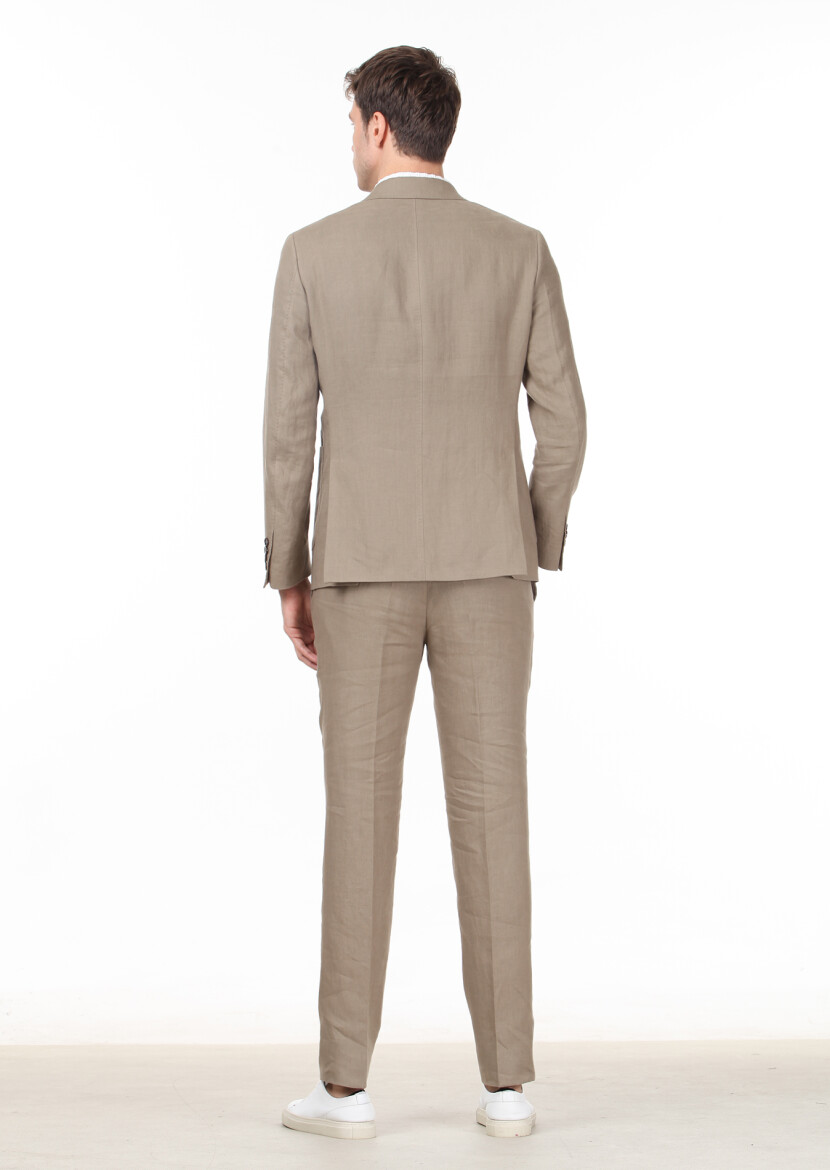 Vizon Düz Zeroweight Slim Fit %100 Keten Takım Elbise - 5