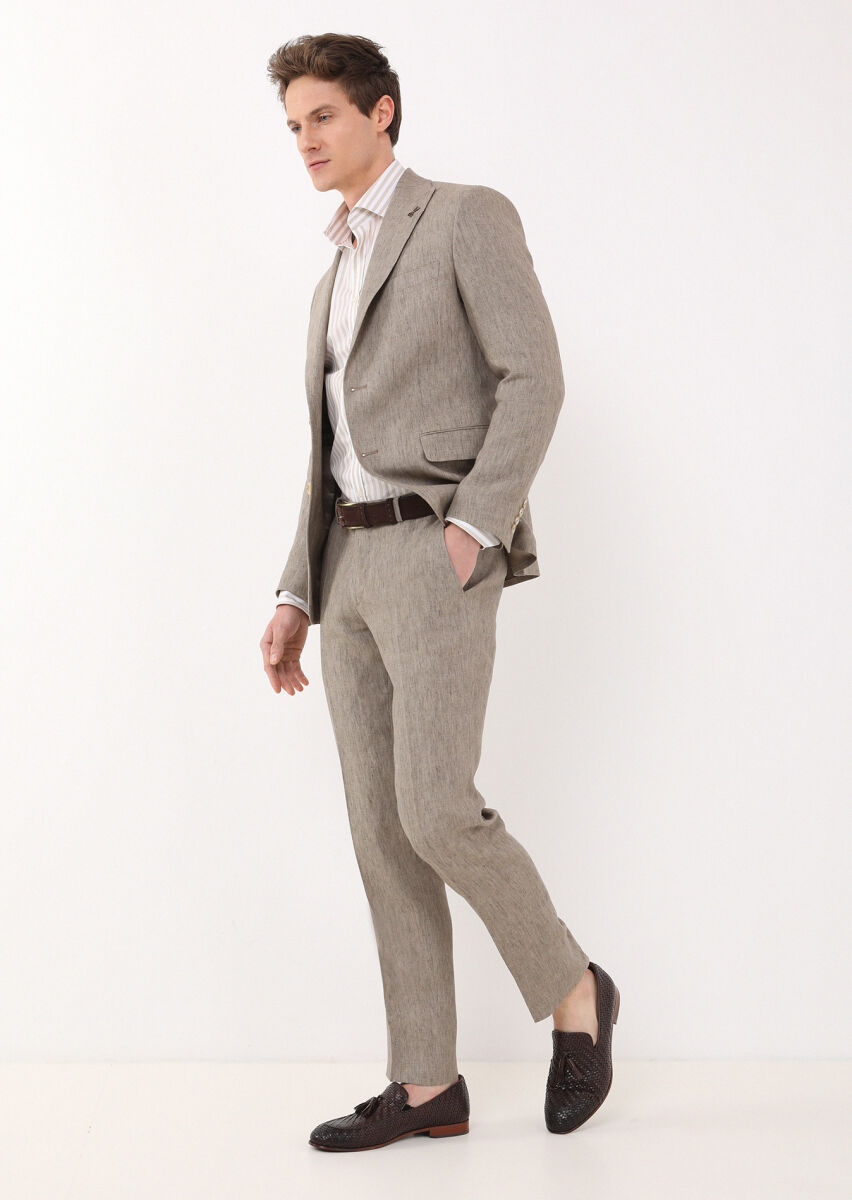 Vizon Düz Zeroweight Slim Fit %100 Keten Takım Elbise - 4