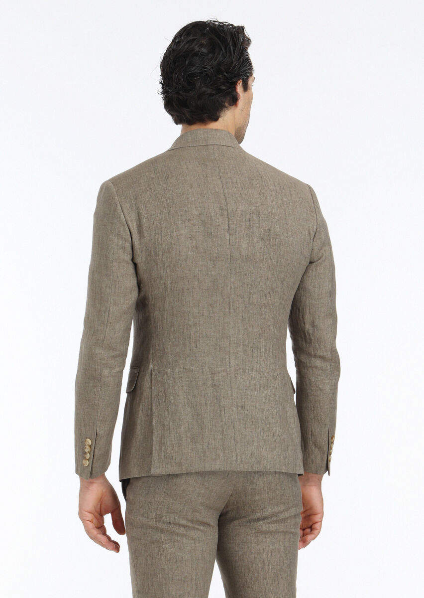 Vizon Düz Zeroweight Slim Fit %100 Keten Takım Elbise - 7