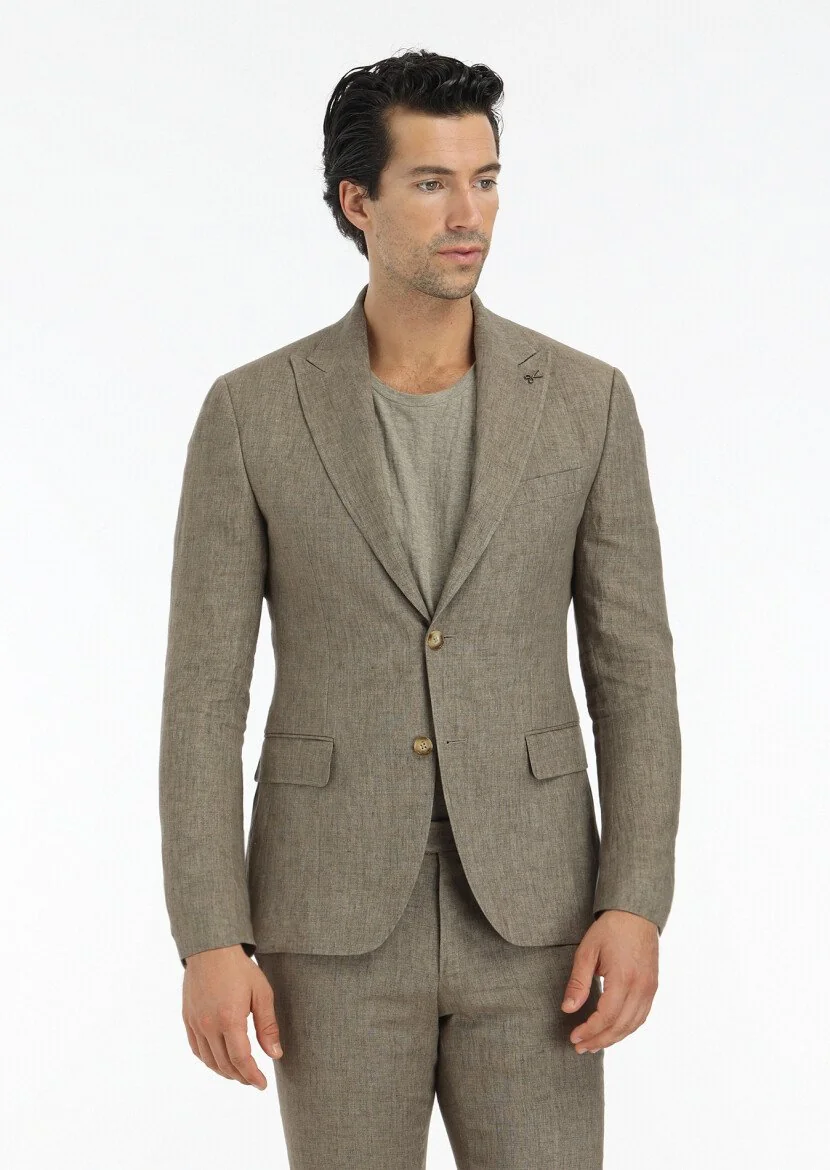 Vizon Düz Zeroweight Slim Fit %100 Keten Takım Elbise - 2
