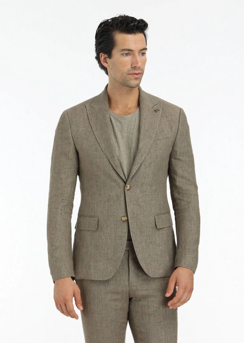 Vizon Düz Zeroweight Slim Fit %100 Keten Takım Elbise - 2