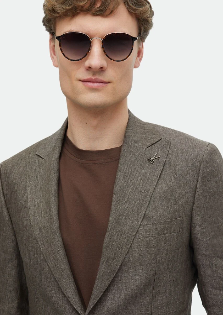 Vizon Düz Zeroweight Slim Fit %100 Keten Takım Elbise - 6