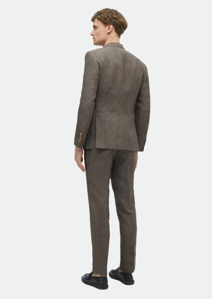 Vizon Düz Zeroweight Slim Fit %100 Keten Takım Elbise - 9