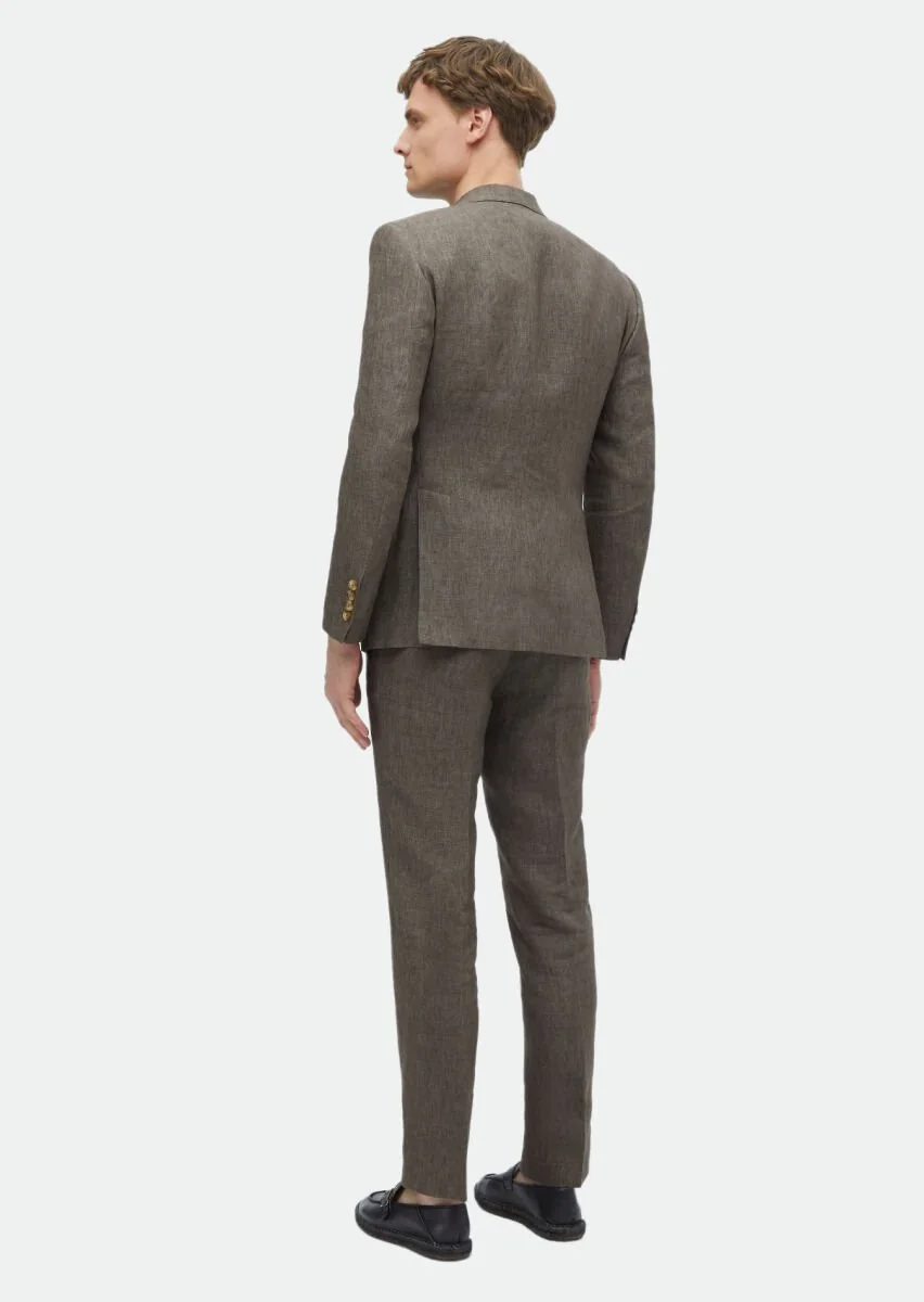 Vizon Düz Zeroweight Slim Fit %100 Keten Takım Elbise - 9