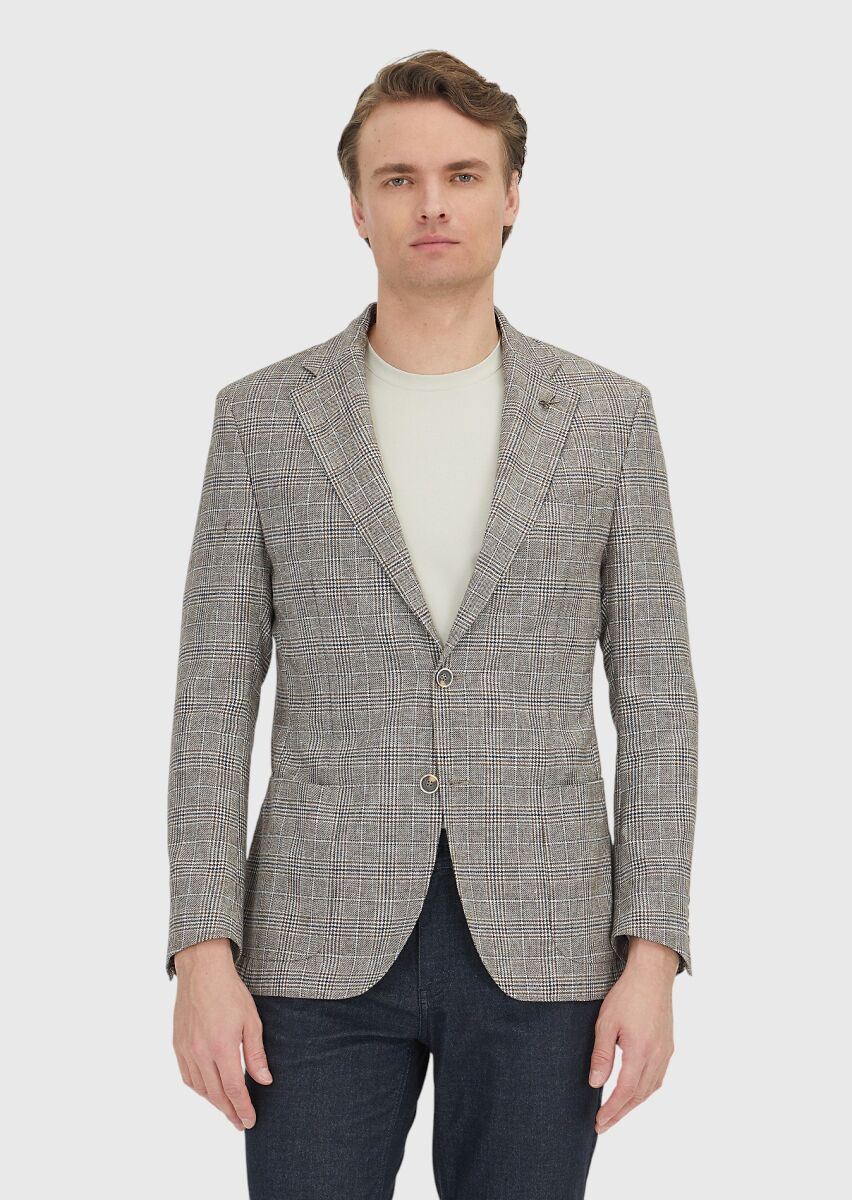 Vizon Düz Zeroweight Slim Fit Yün Karışımlı Ceket - 1