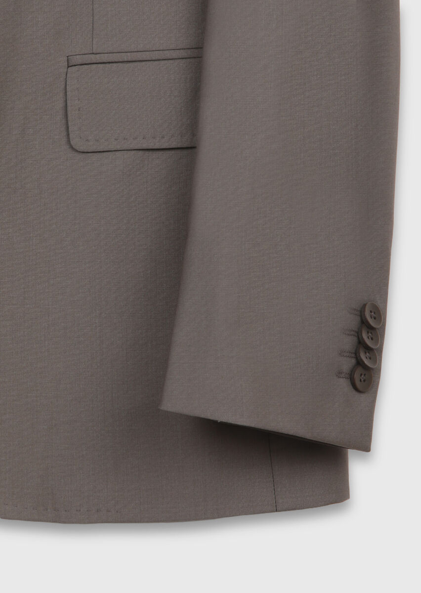 Vizon Düz Zeroweight Slim Fit Yün Karışımlı Takım Elbise - 7