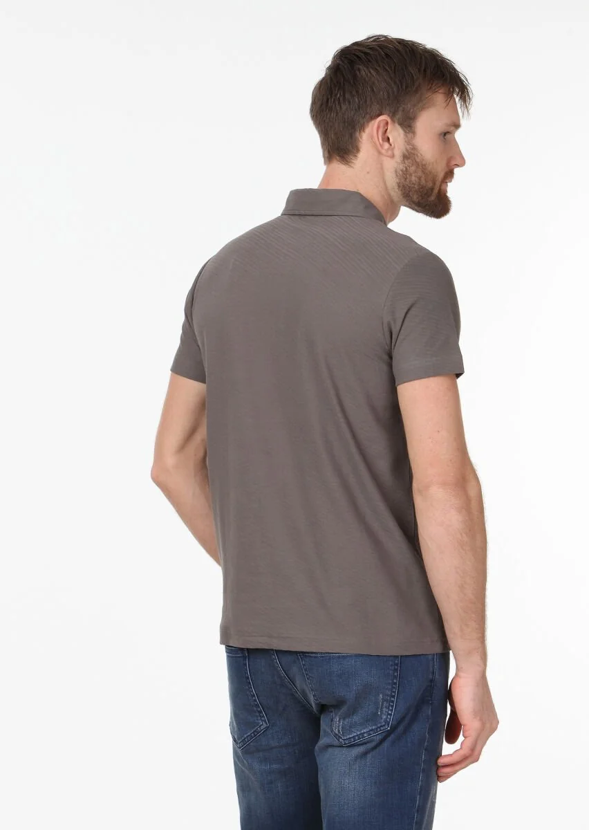 Vizon Jakarlı Polo Yaka %100 Pamuk T-Shirt - 4