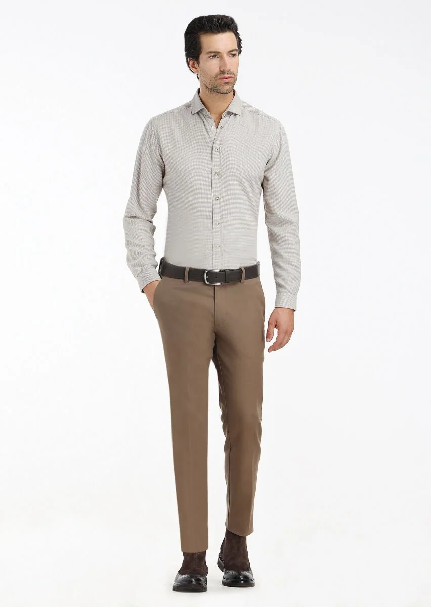 Vizon Mikro Regular Fit Dokuma Casual %100 Pamuk Gömlek - 1