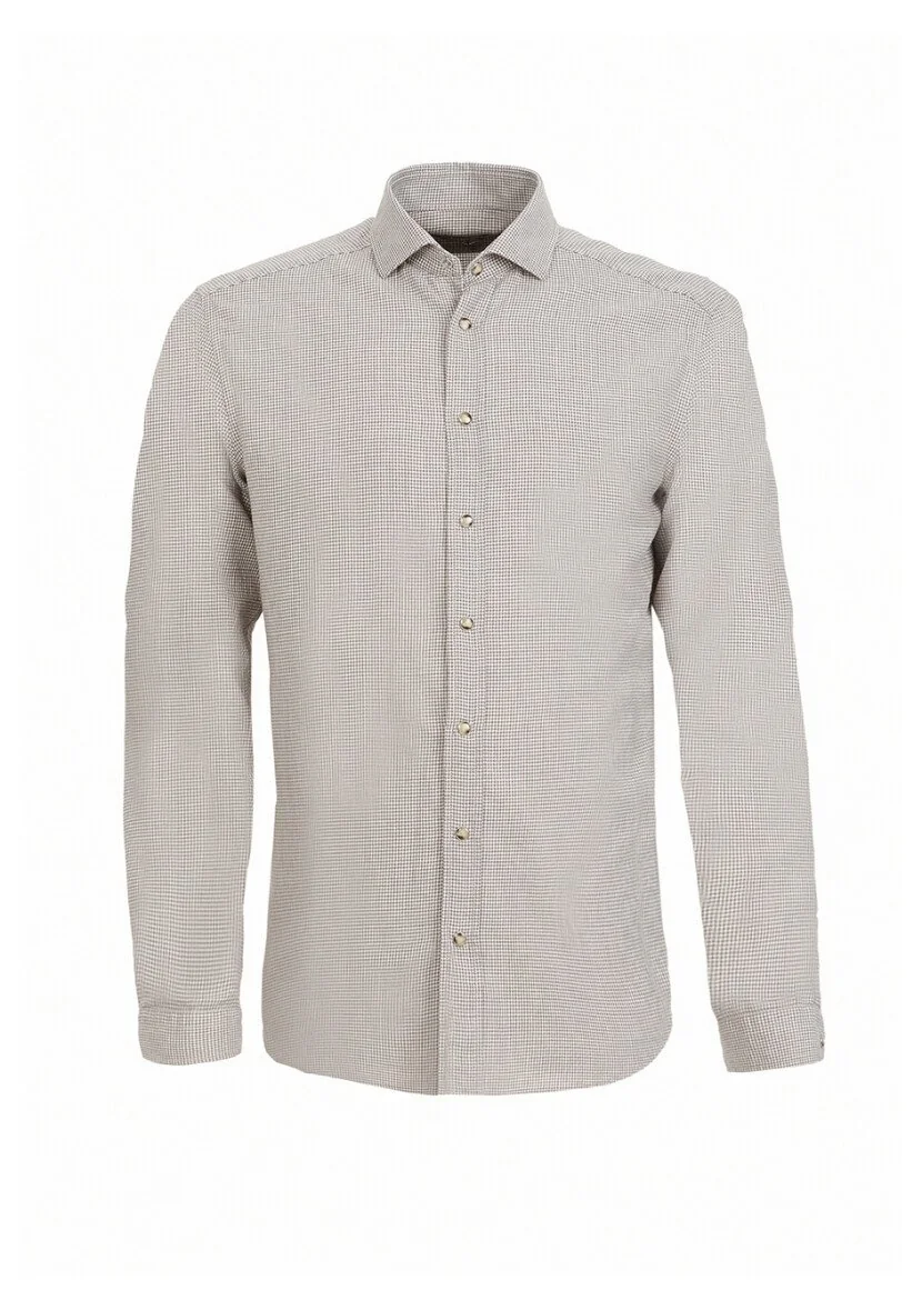 Vizon Mikro Regular Fit Dokuma Casual %100 Pamuk Gömlek - 5