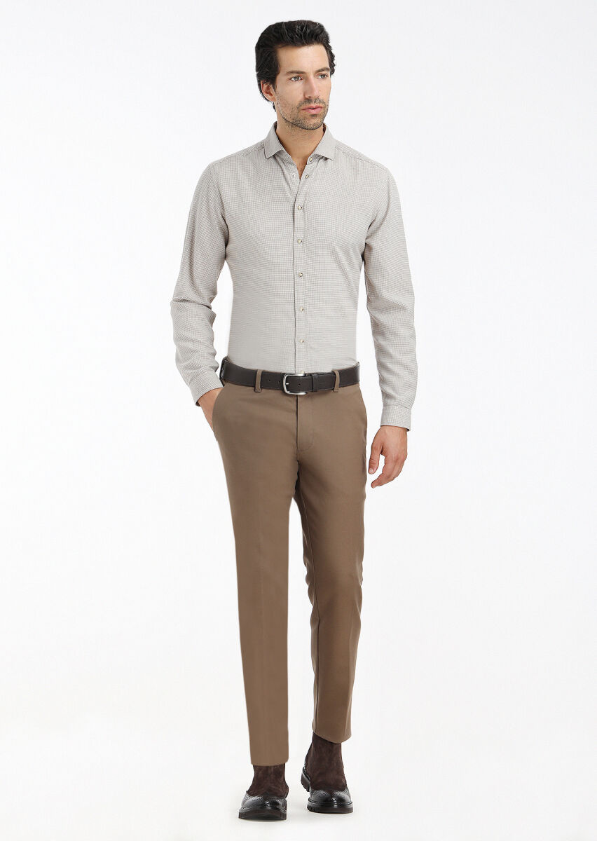 Vizon Mikro Regular Fit Uzun Dokuma Casual %100 Pamuk Gömlek - 1