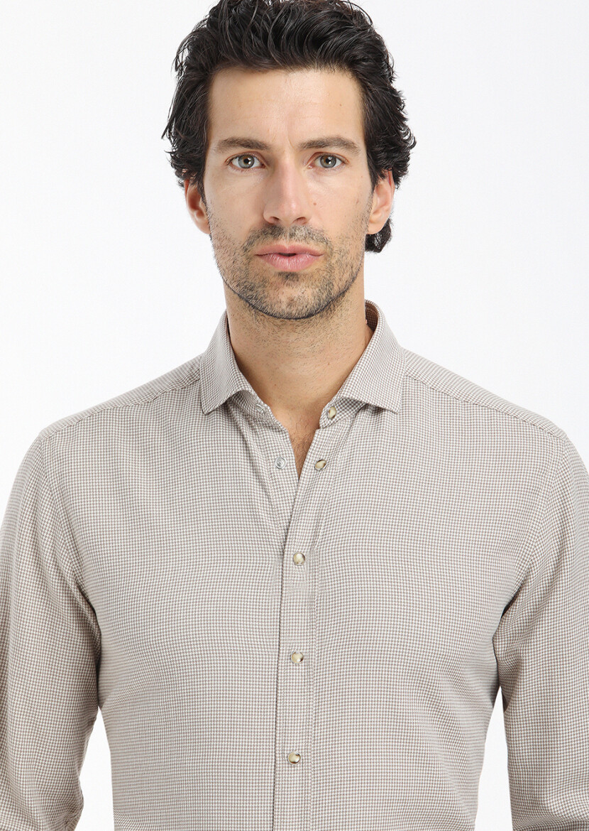 Vizon Mikro Regular Fit Uzun Dokuma Casual %100 Pamuk Gömlek - 3