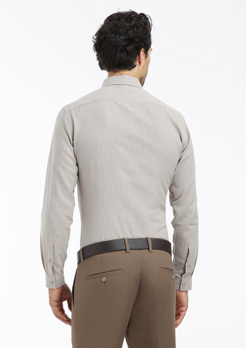 Vizon Mikro Regular Fit Uzun Dokuma Casual %100 Pamuk Gömlek - 4