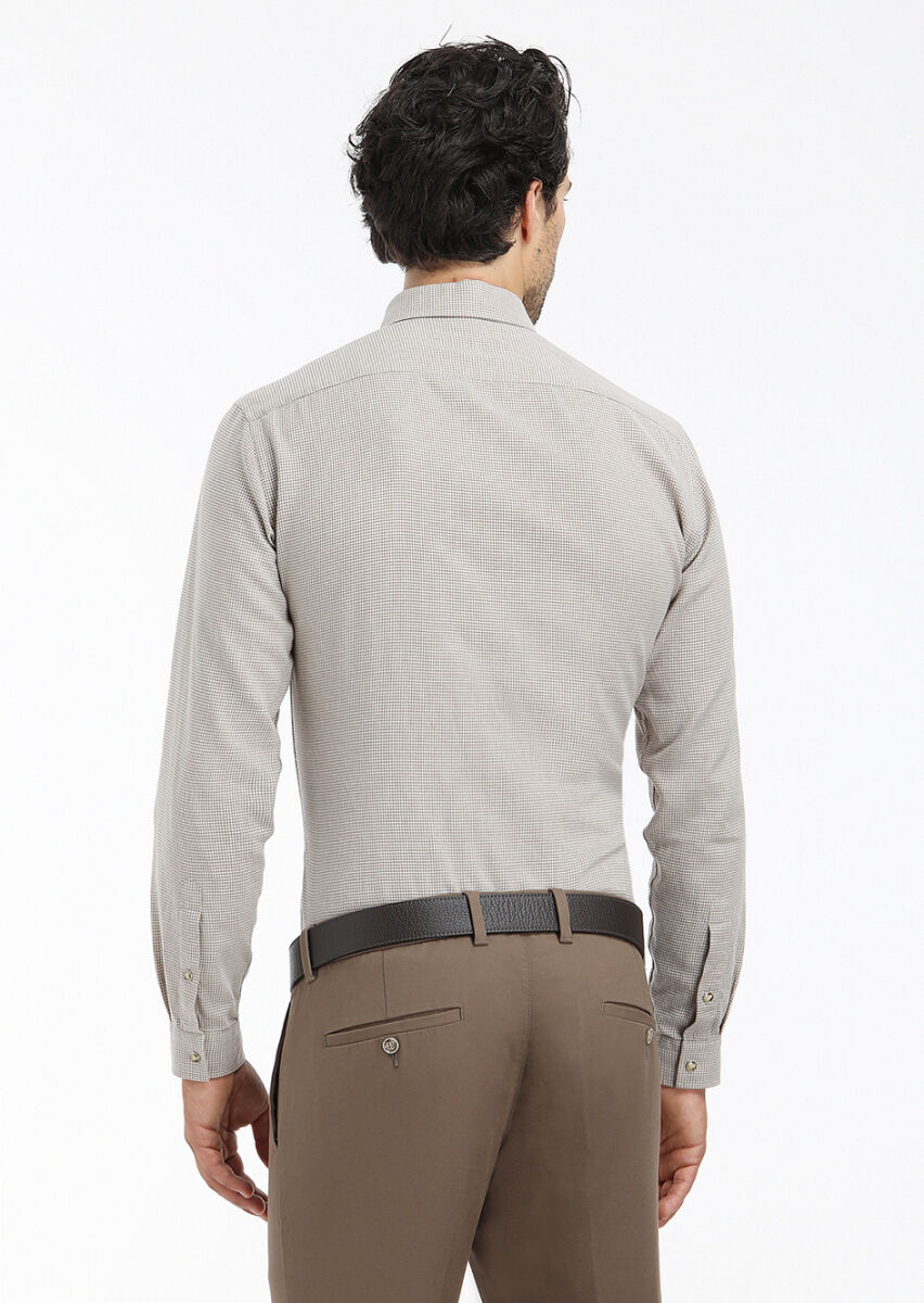 Vizon Mikro Regular Fit Uzun Dokuma Casual %100 Pamuk Gömlek - 4