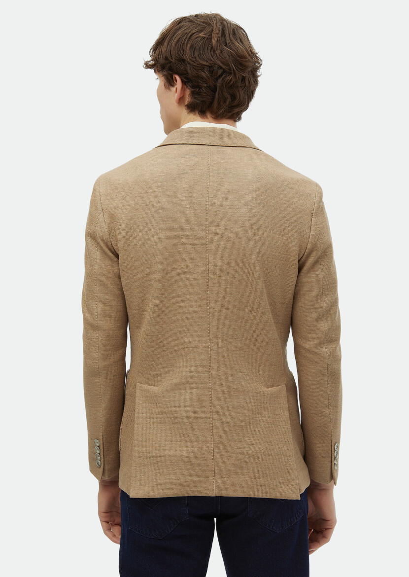 Vizon Mikro Shirt Shoulder Slim Fit Pamuk Karışımlı Örme Ceket - 4