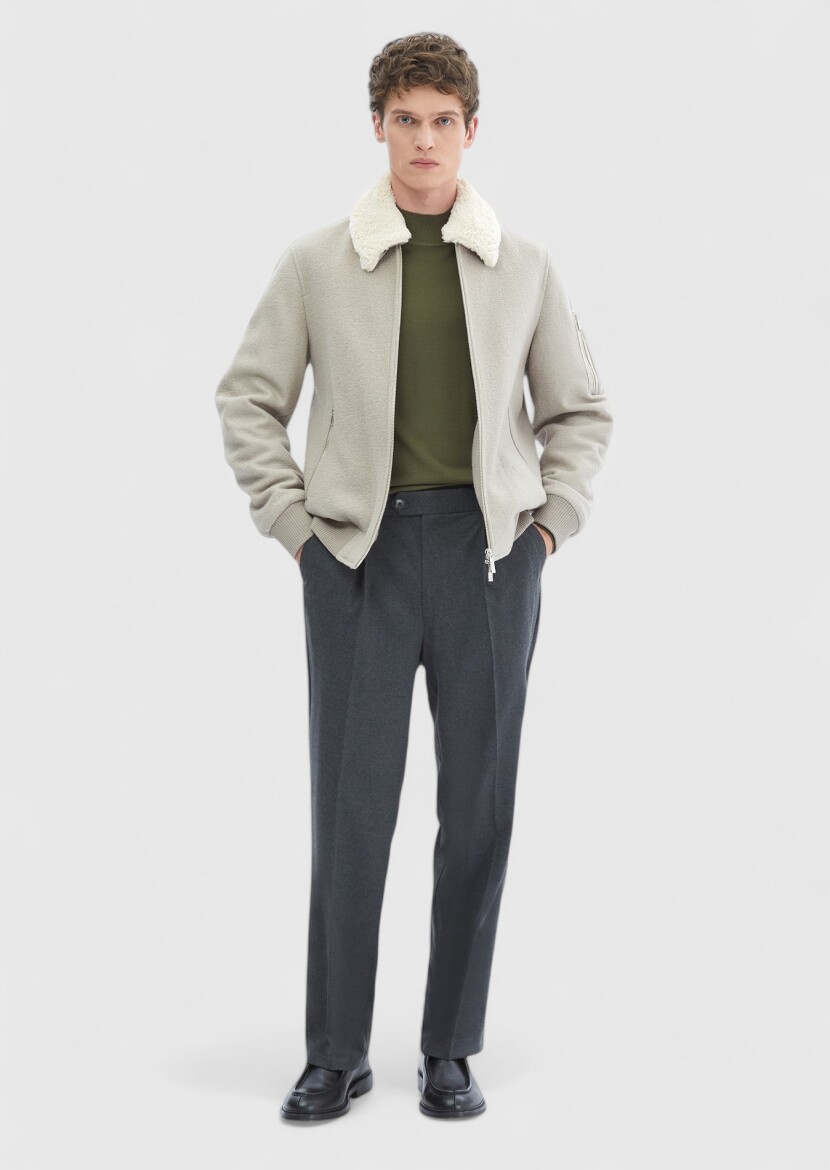 Vizon Regular Fit Casual Dokuma Mont - 2