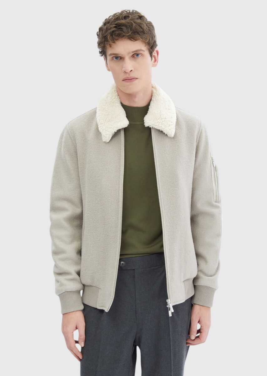 Vizon Regular Fit Casual Dokuma Mont - 3