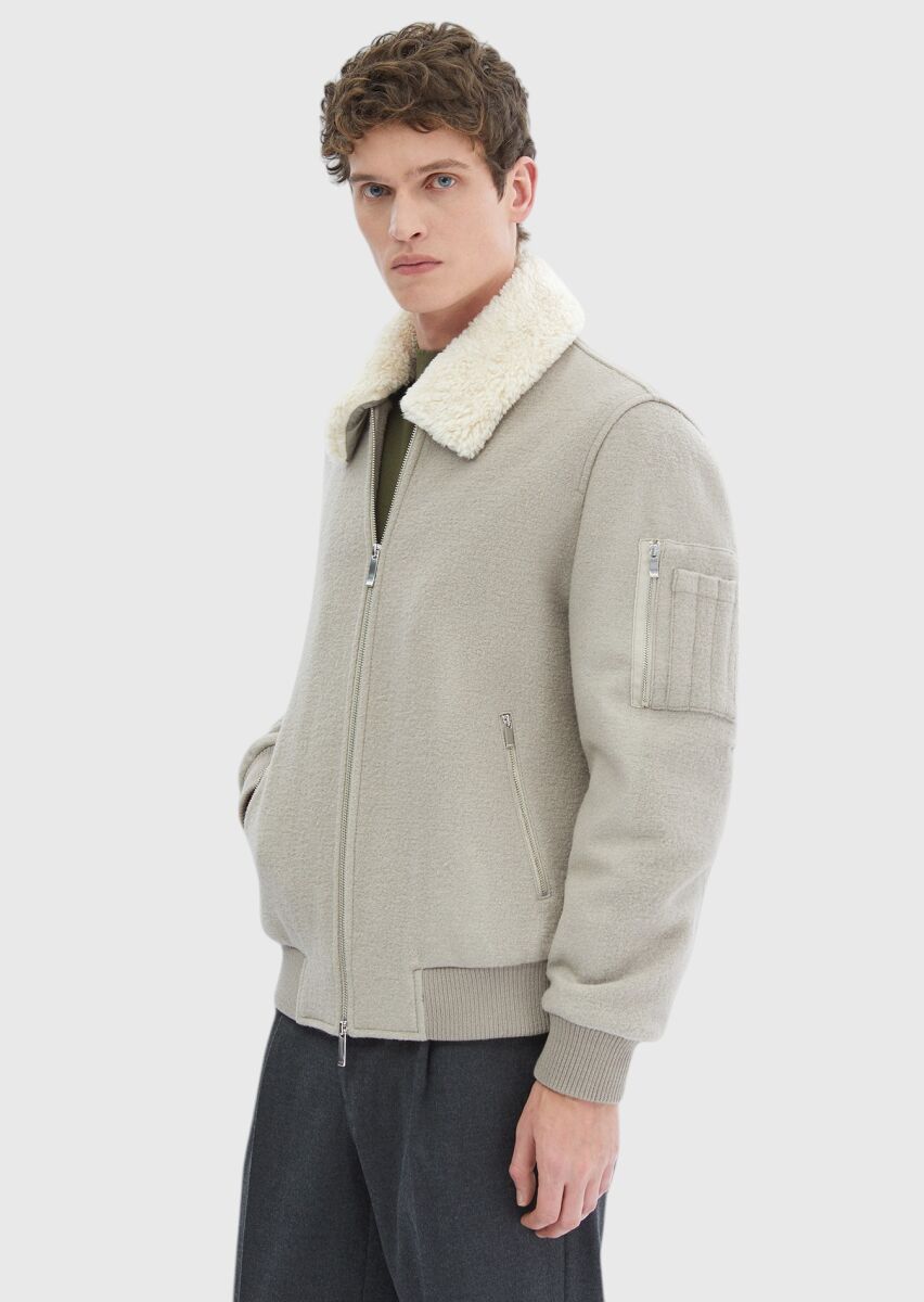 Vizon Regular Fit Casual Dokuma Mont - 4