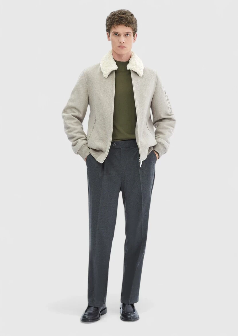 Vizon Regular Fit Casual Dokuma Mont - 2
