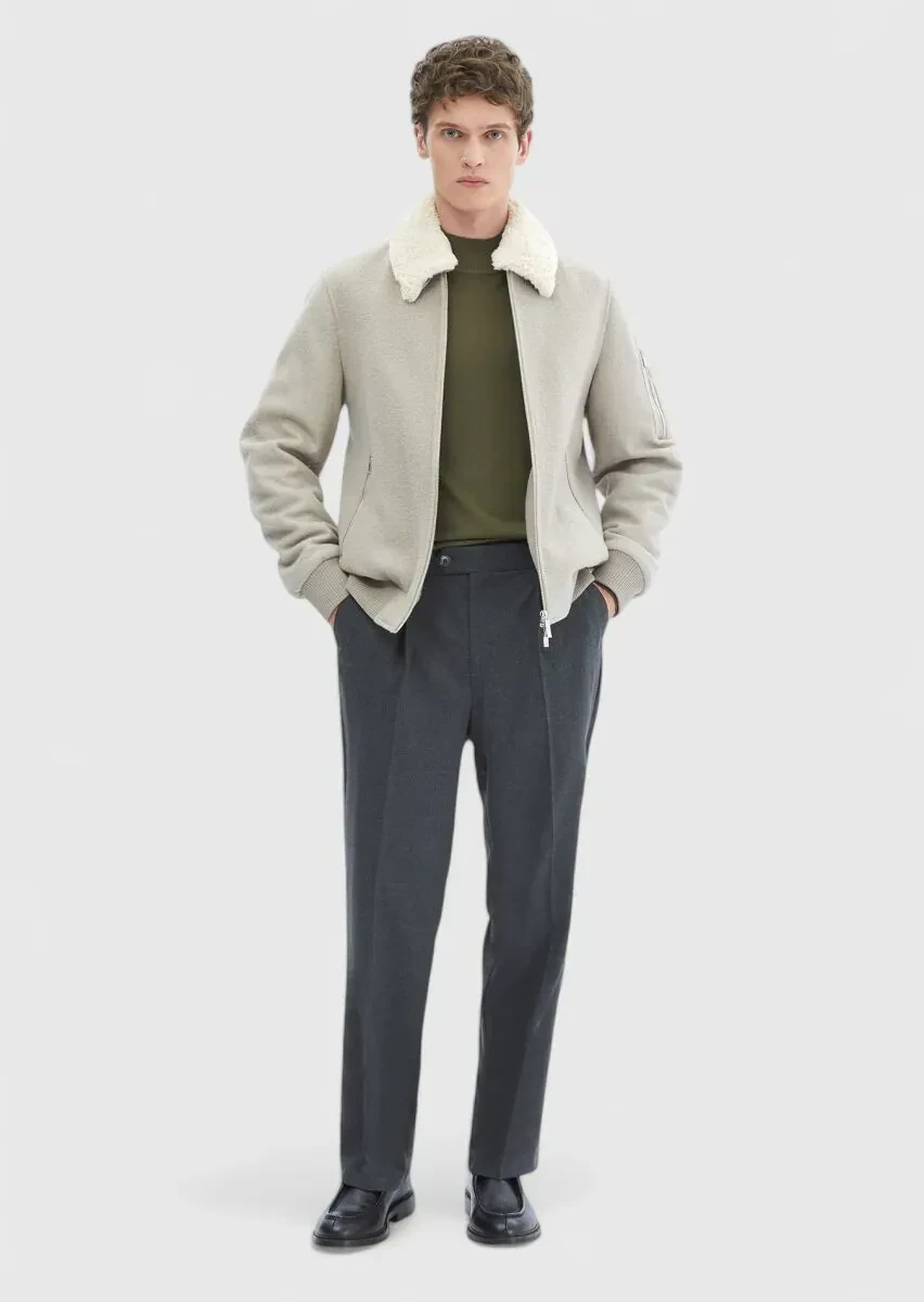 Vizon Regular Fit Casual Dokuma Mont - 2