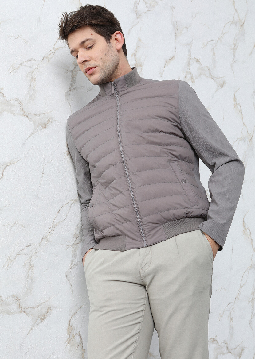 Vizon Regular Fit Dik Yaka Casual Dokuma Mont - 1