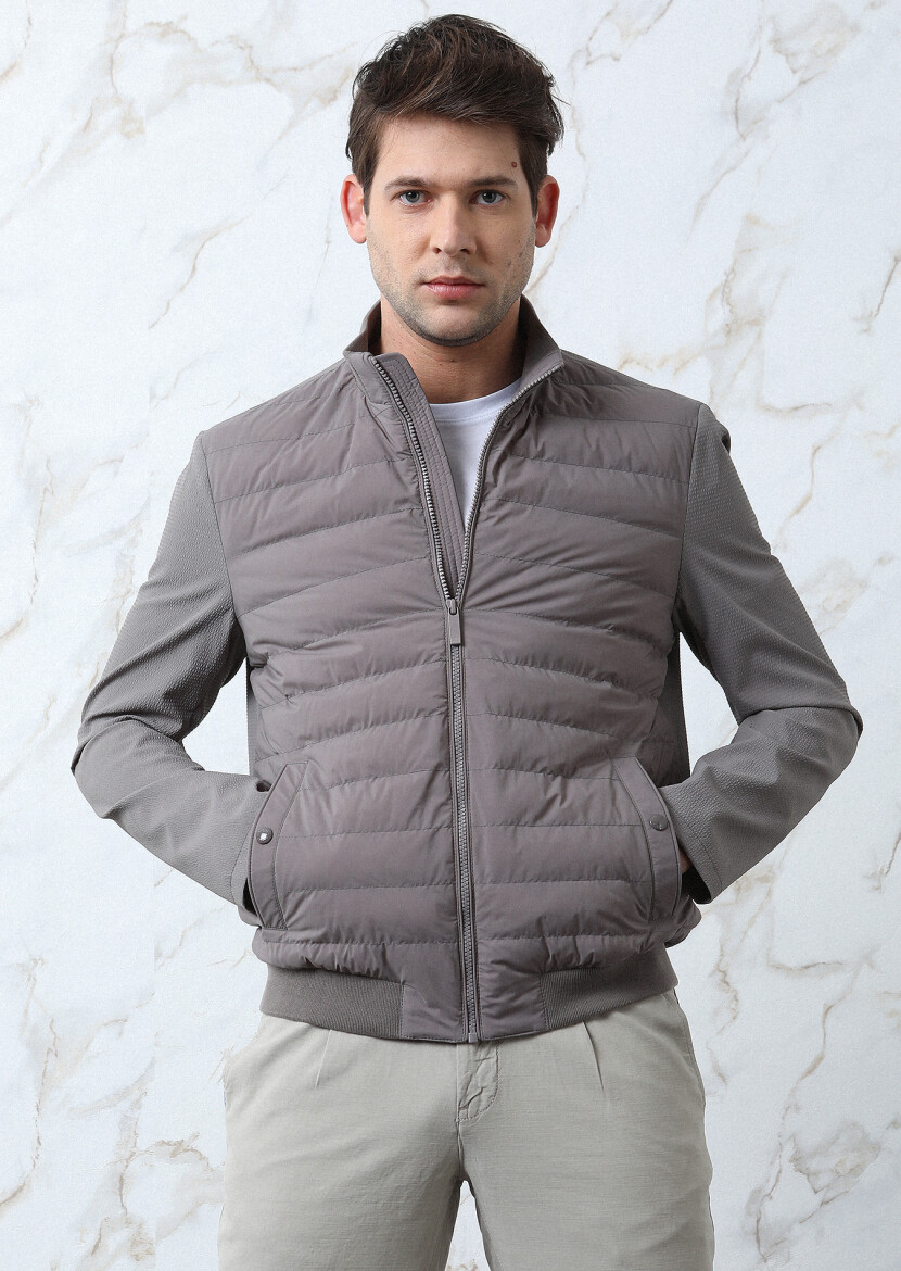 Vizon Regular Fit Dik Yaka Casual Dokuma Mont - 4