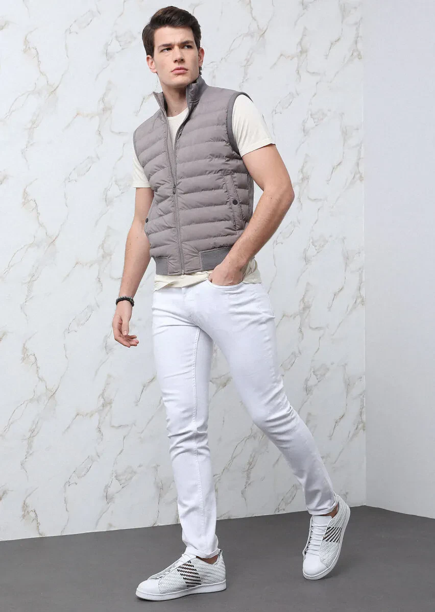 Vizon Regular Fit Dik Yaka Casual Dokuma Spor Yelek - 1