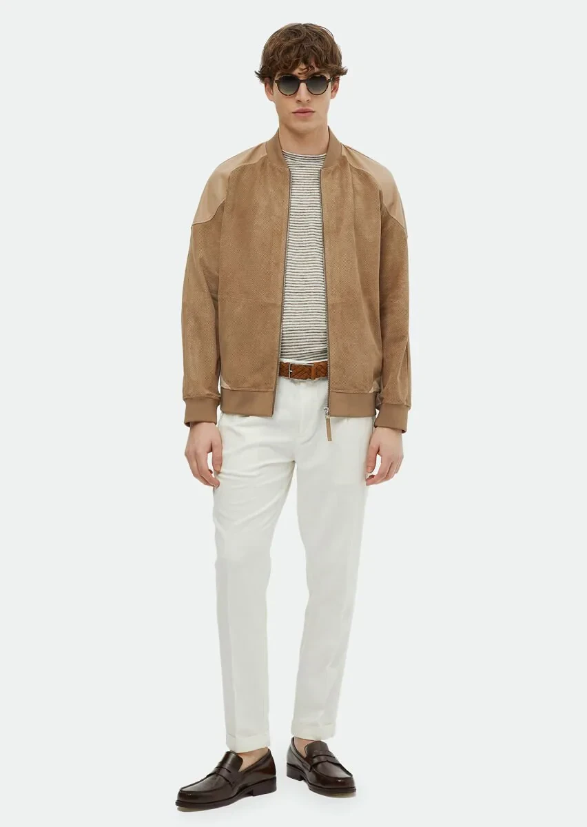Vizon Regular Fit Dik Yaka Casual Süet Deri Mont - 2