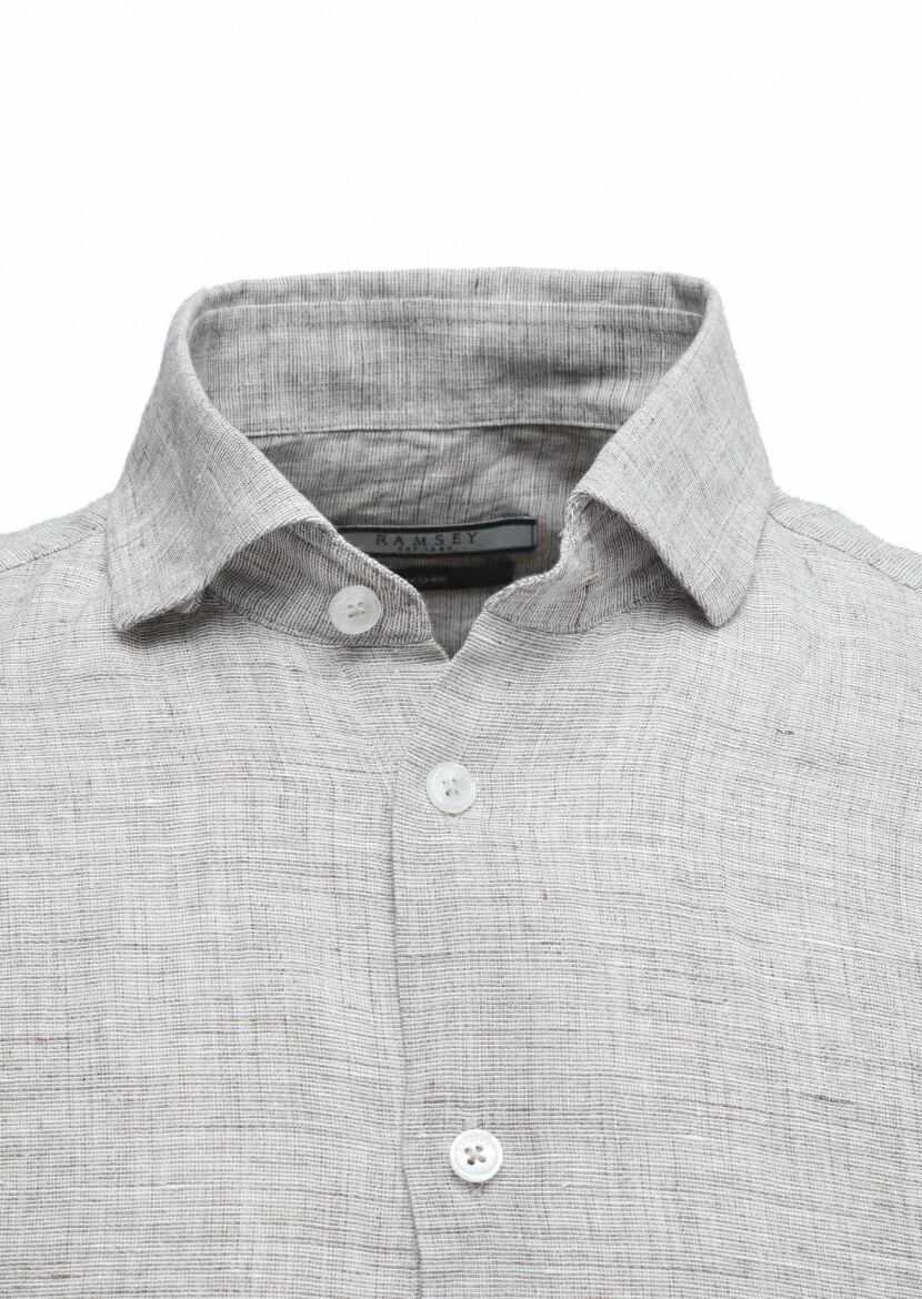 Vizon Regular Fit Dokuma Casual %100 Keten Gömlek - 2