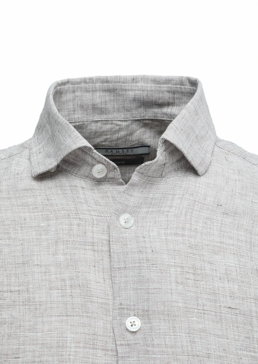Vizon Regular Fit Dokuma Casual %100 Keten Gömlek - 2