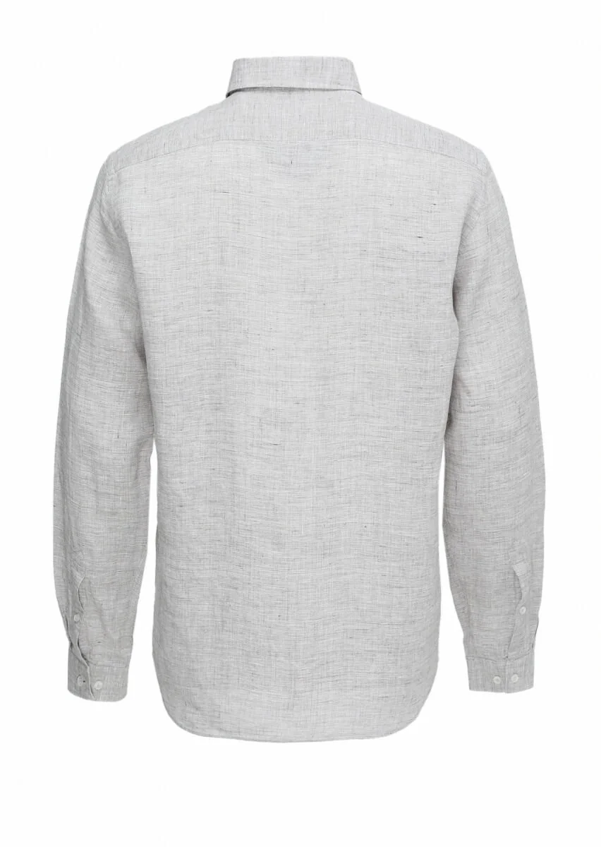 Vizon Regular Fit Dokuma Casual %100 Keten Gömlek - 5