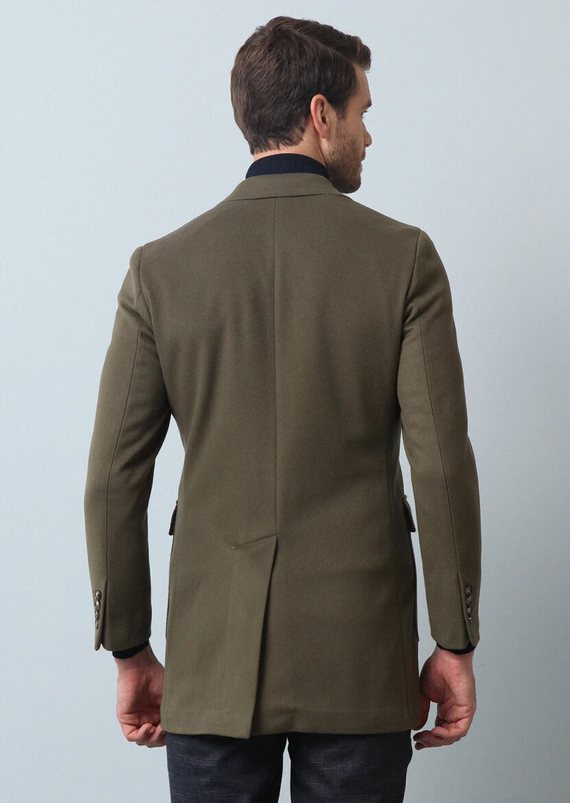 Vizon Regular Fit Kruvaze Yaka Casual Dokuma Palto - 5