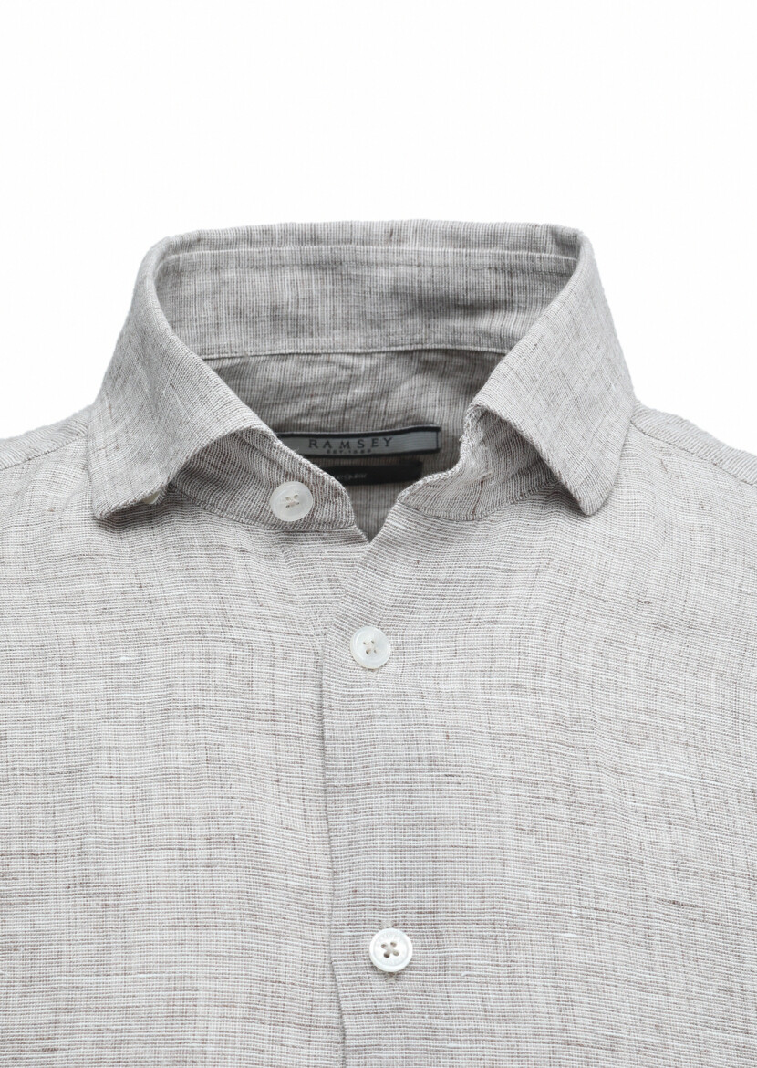 Vizon Regular Fit Uzun Dokuma Casual %100 Keten Gömlek - 2