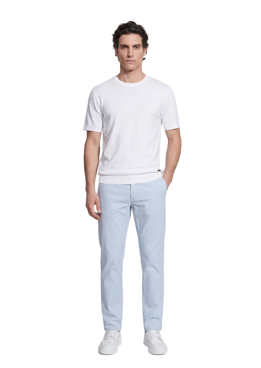 White Jacquard 100% Cotton T-Shirt 