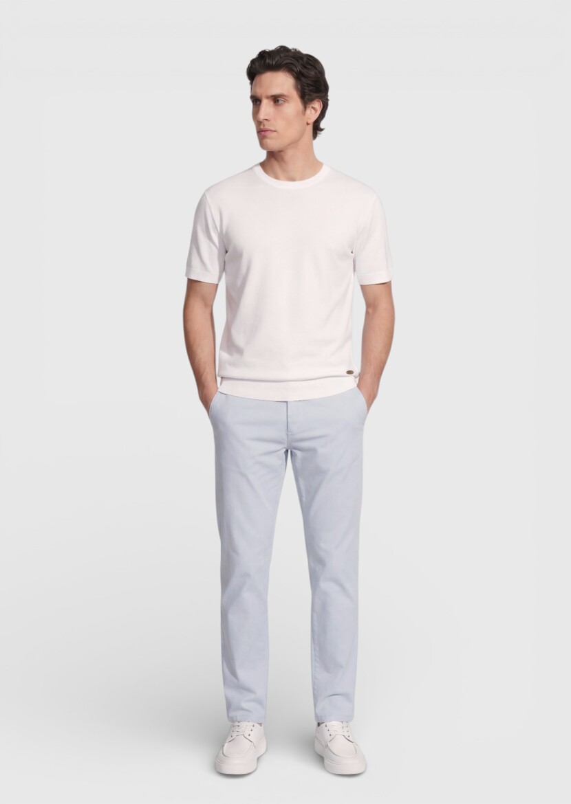 White Jacquard 100% Cotton T-Shirt - 3