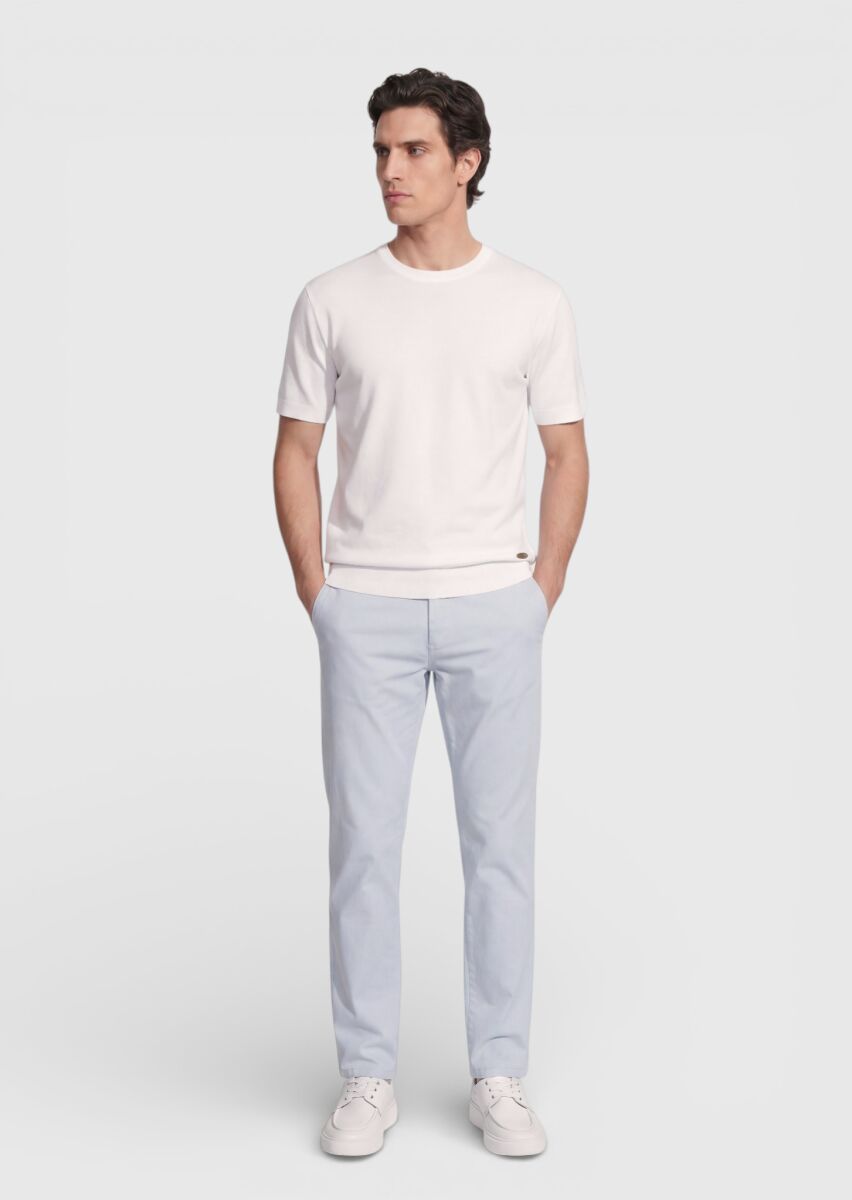 White Jacquard 100% Cotton T-Shirt - 3