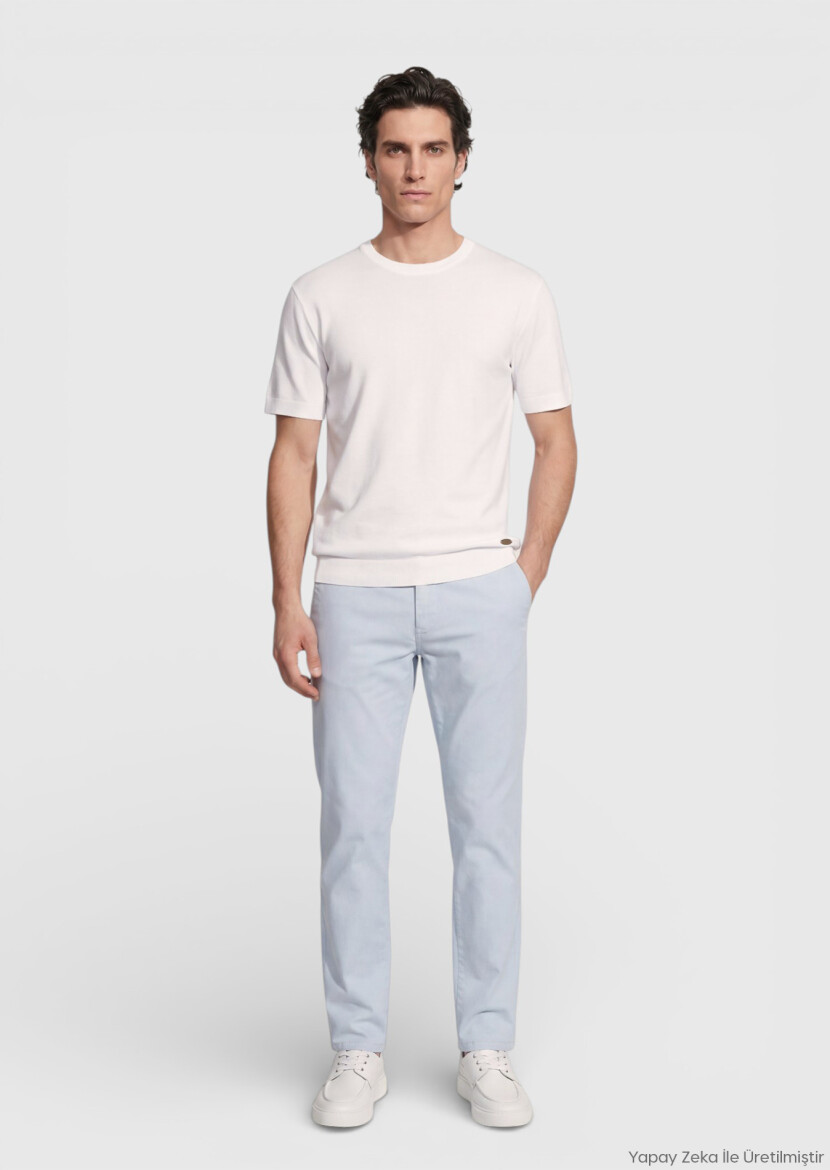 White Jacquard 100% Cotton T-Shirt - RAMSEY